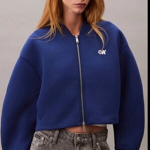 Calvin Klein Oversized scuba bomber jacket blue herald